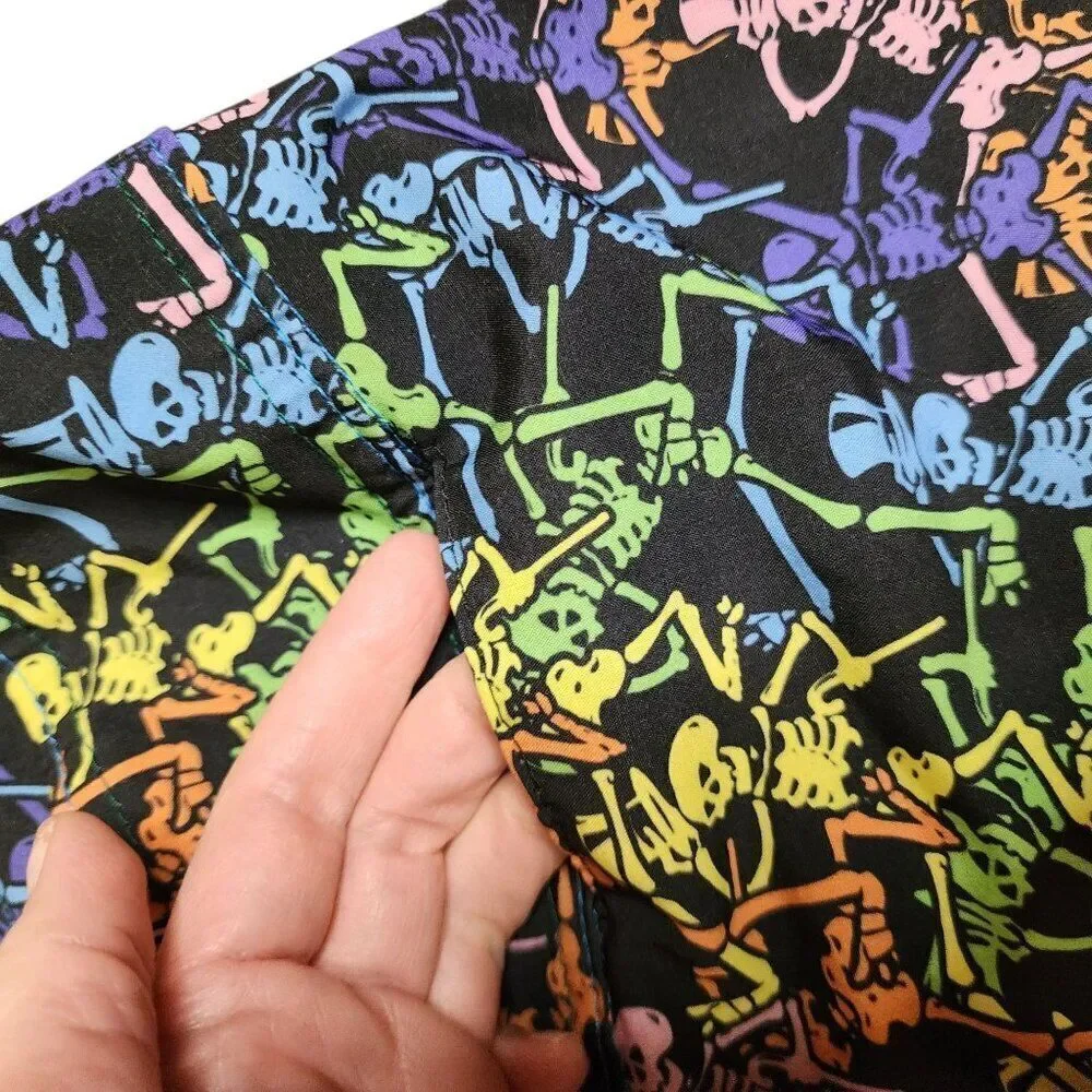 Jammin Warrior Grateful Dead Board Shorts Swim Trunks Mens L Black Skeletons